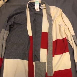 Block color cardigan